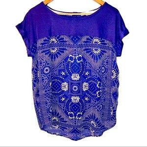 Rewind Boho Blue Blouse Top Size XL